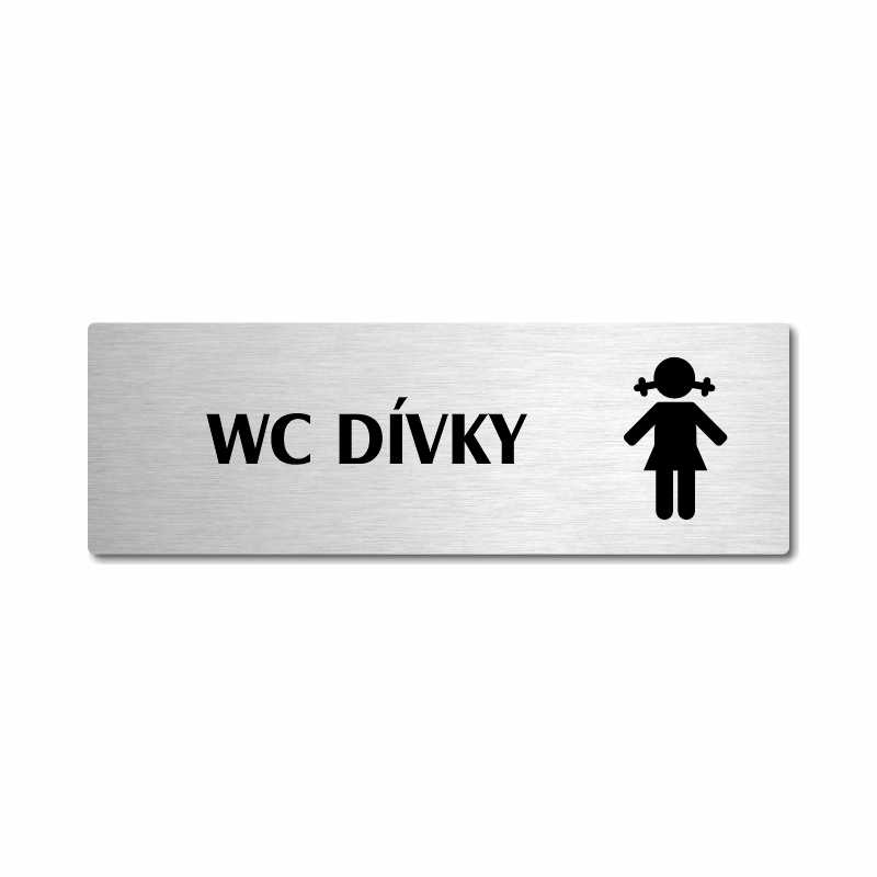 WC dívky, stříbrná popiska na dveře